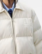 MEDM PU Leather 3D Embroidered Puffer Jacket