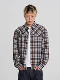 EVILKNIGHT(EK) Plaid Long Sleeve Western Shirt