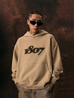 1807 Leopard Print Applique Embroidery Hoodie