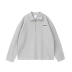 UNTILWERICH Waffle Logo Print Half Zip Long Sleeves Sweatshirt