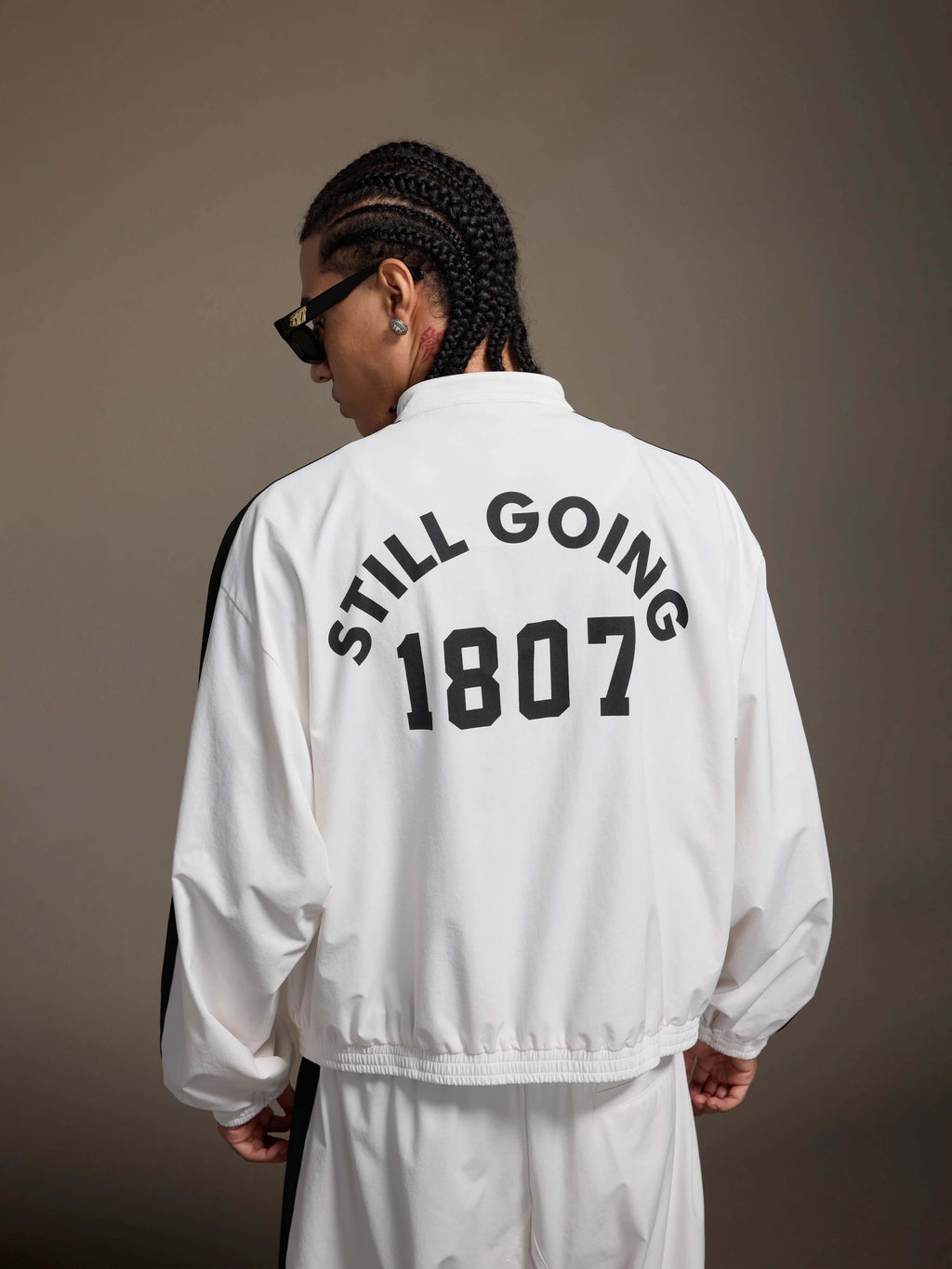 1807 Logo Print and Patch Sports Track Jacket