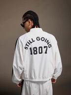 1807 Logo Print and Patch Sports Track Jacket