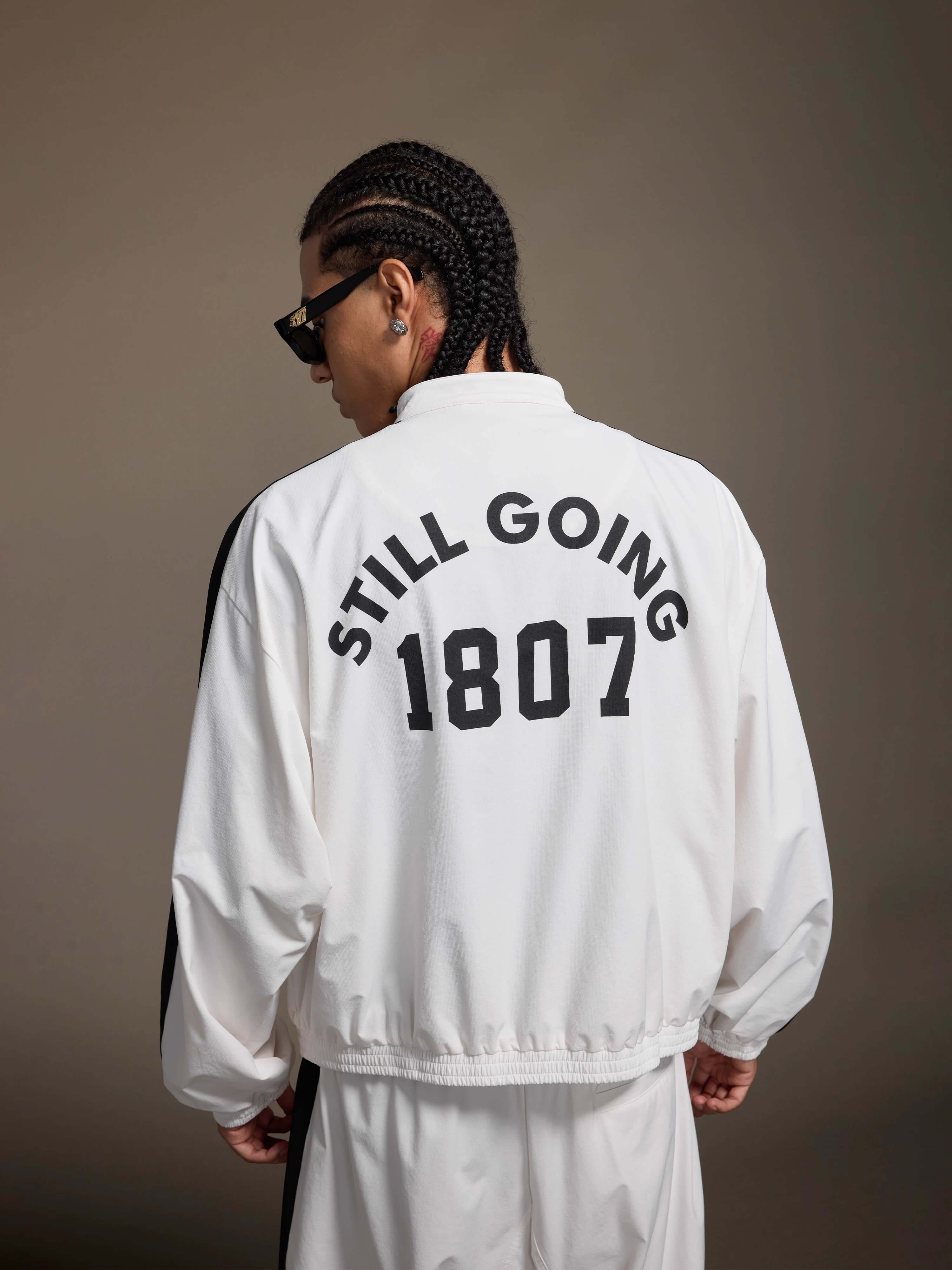 1807 Logo Print and Patch Sports Track Jacket