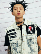 VENTUREK Bleach Wash Patch Rivet Denim Vest