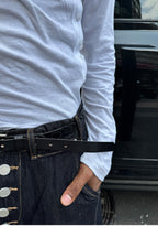 STEEPC Leather Braided Metal Buckle Belt