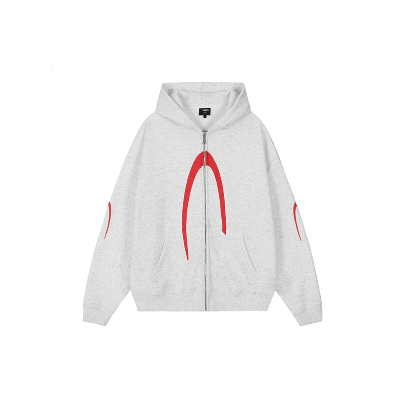 Achock Heavyweight Logo Printed Zip Up Hoodie