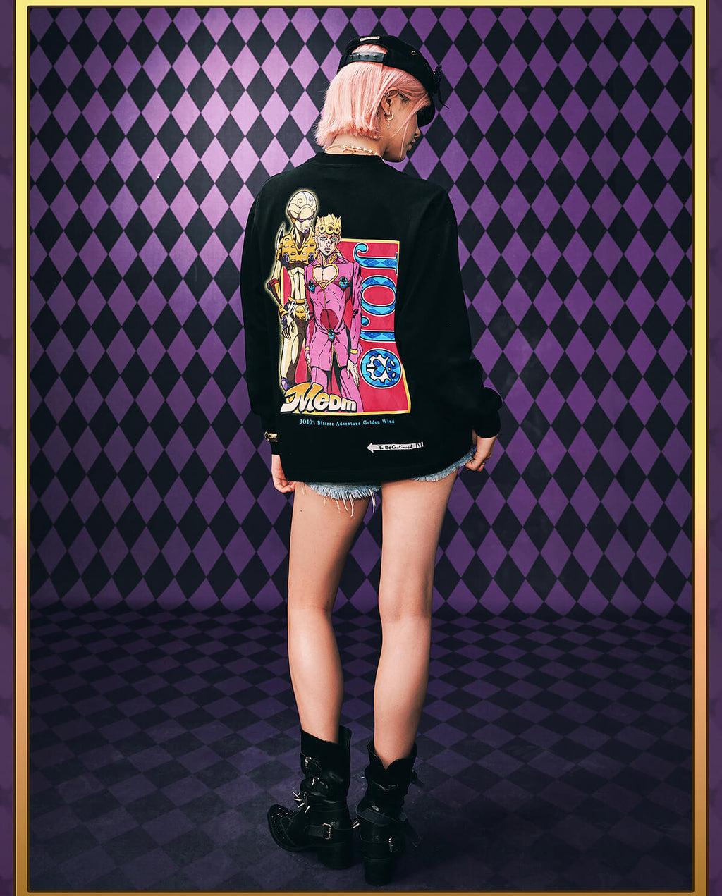 MEDM × JOJO Washed Distressed Character Print Long Sleeve Tee