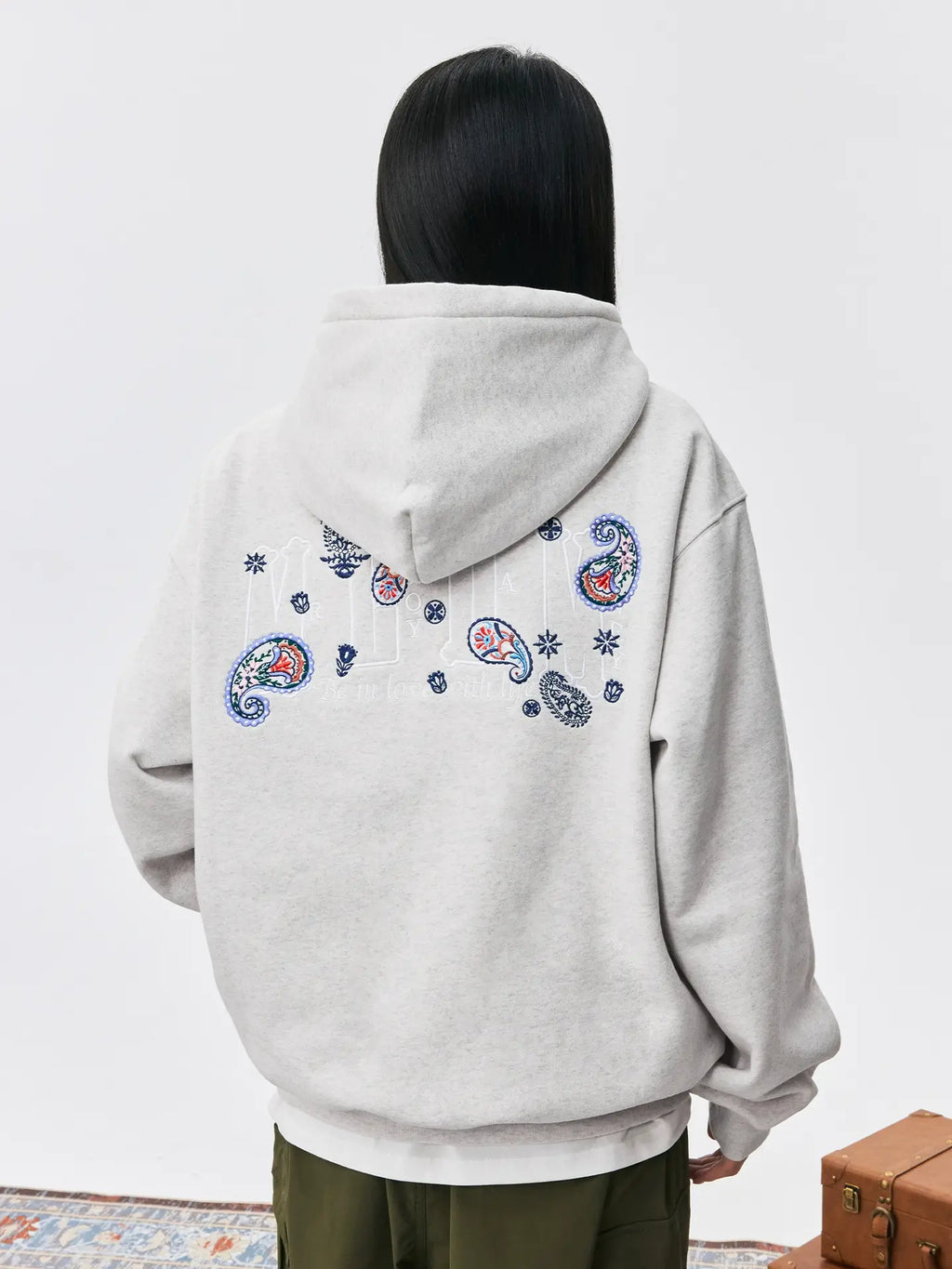 MEDM Ethnic Paisley Flower Embroidered Hoodie