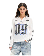 F3F Select Numbering Stripe Sleeve Mesh Long Sleeve Polo Jersey