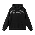 JHYQ Vintage Curved Lettering Print Hoodie