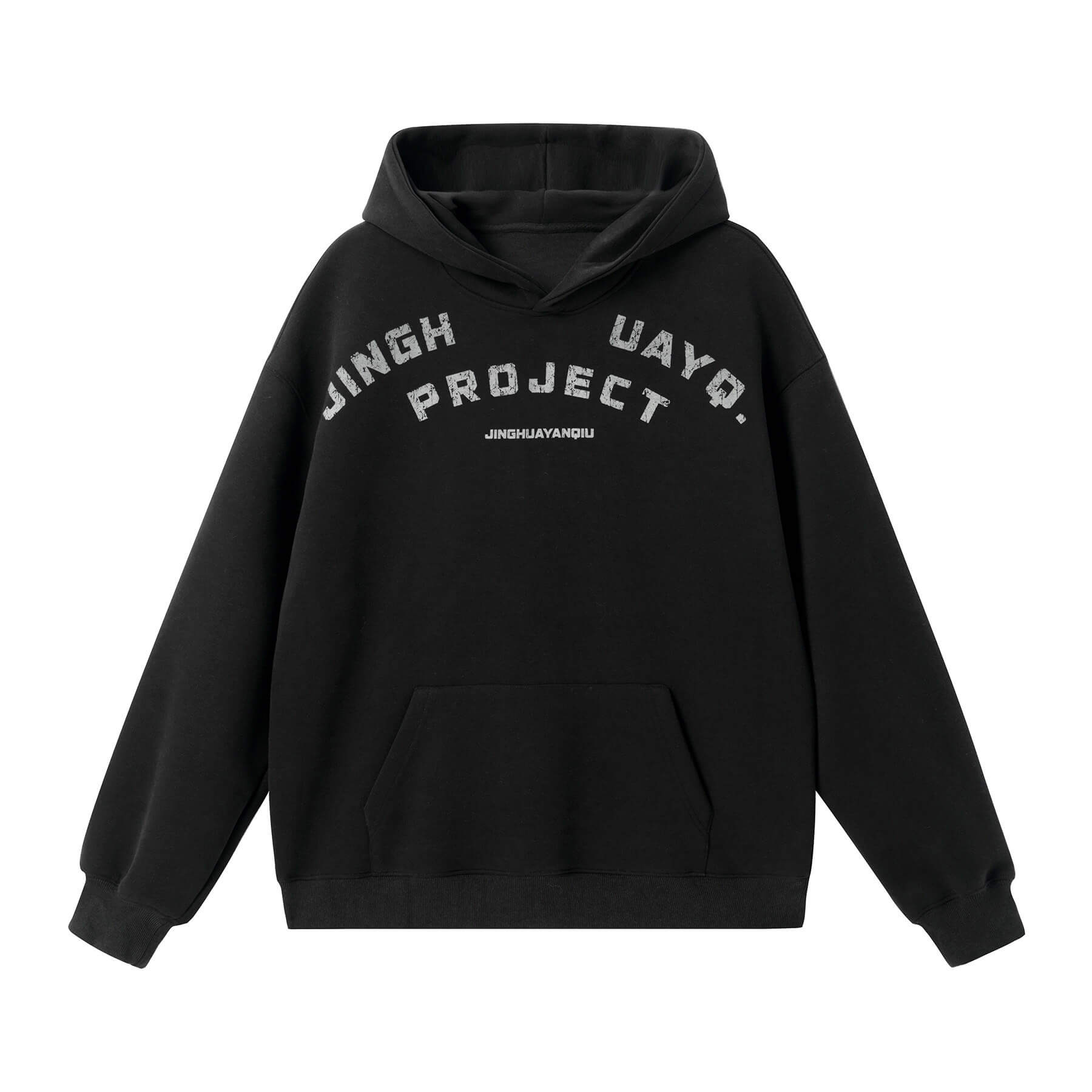 JHYQ Vintage Curved Lettering Print Hoodie
