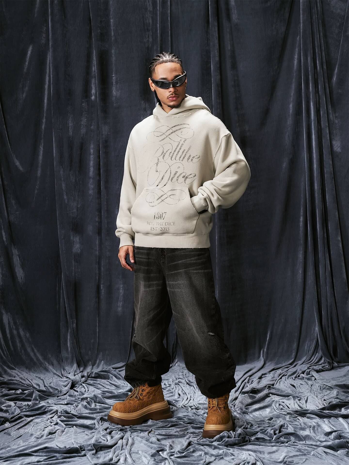 1807 ROLLTHEDICE Vintage Printed Distressed Hoodie