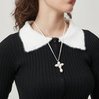 AWE Pearl Cross Pendant Necklace