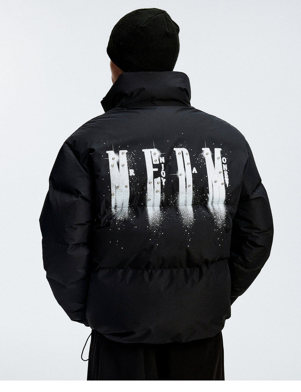 MEDM Rhinestone Studded Logo Down Jacket