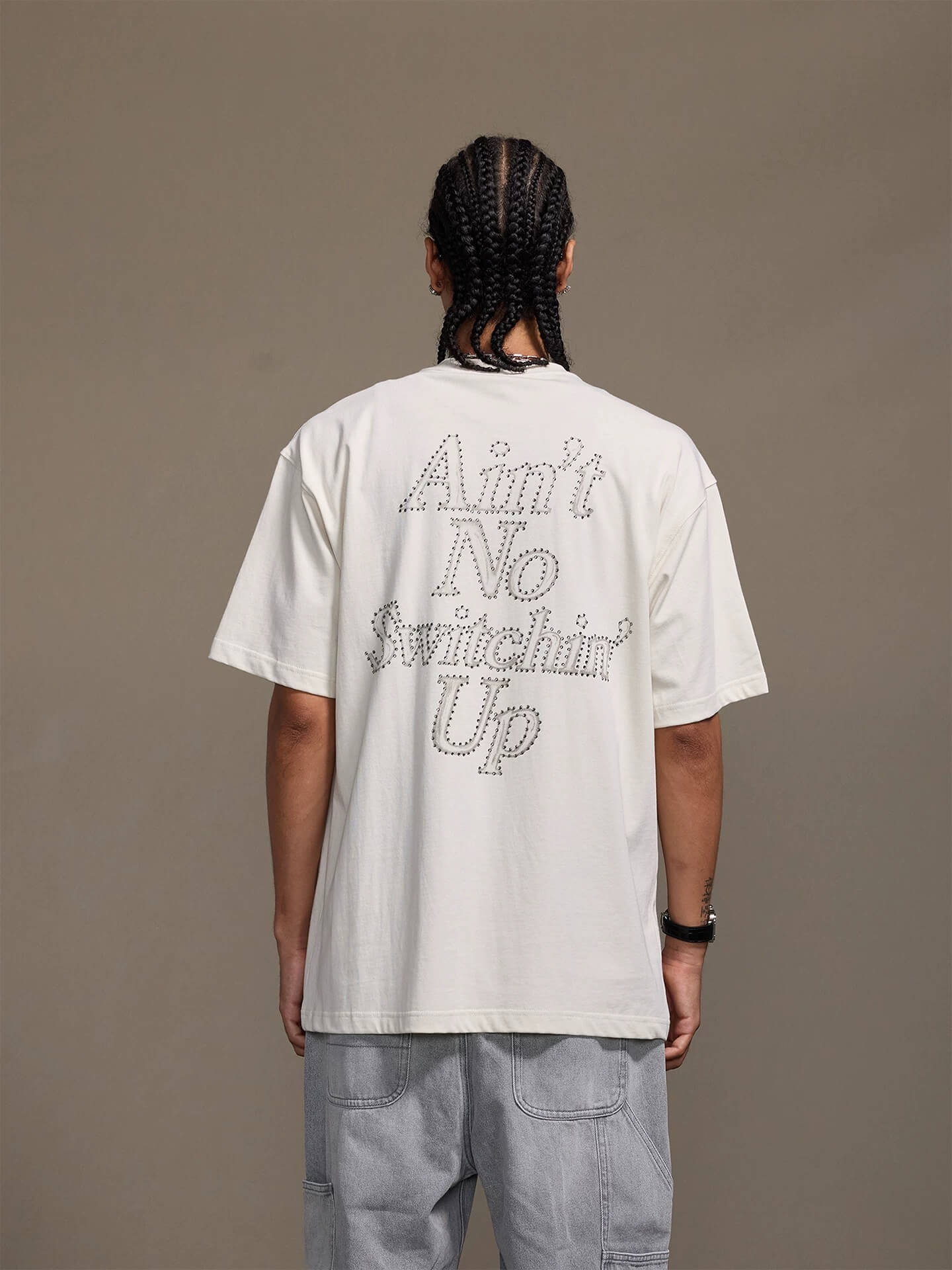 1807 Still Going Print Rhinestone Short Sleeve Tee