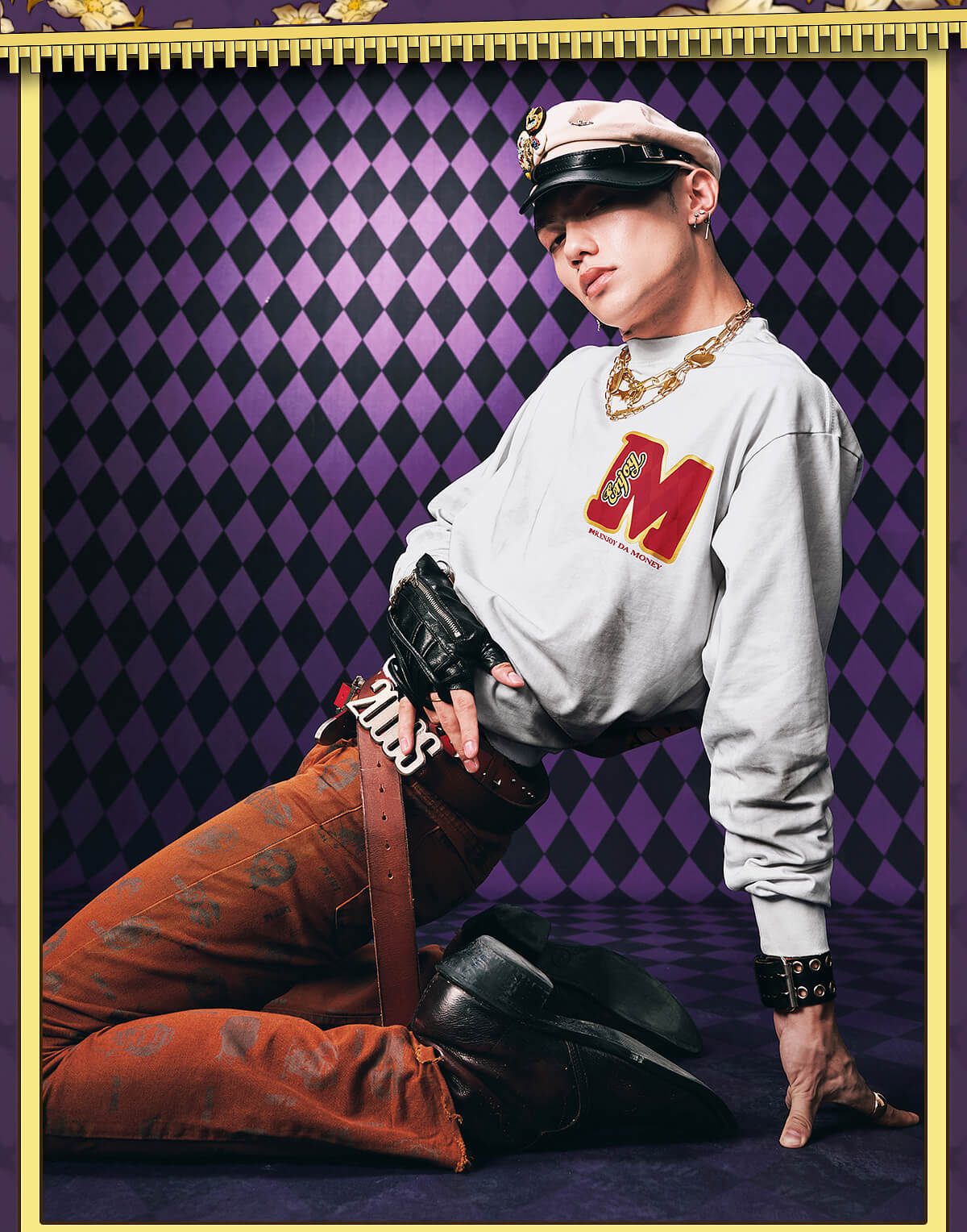 MEDM × JOJO Washed Distressed Character Print Long Sleeve Tee