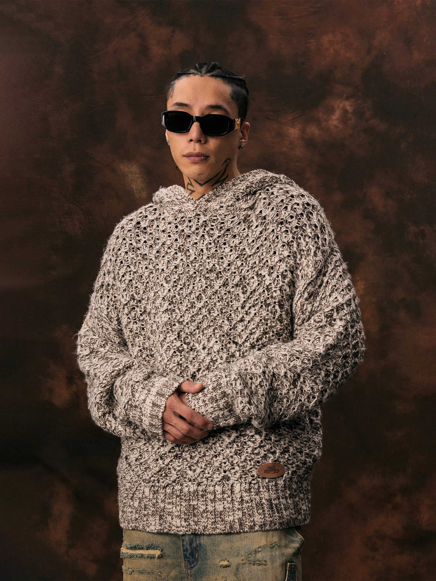 1807 Mixed Yarn Knit Hoodie