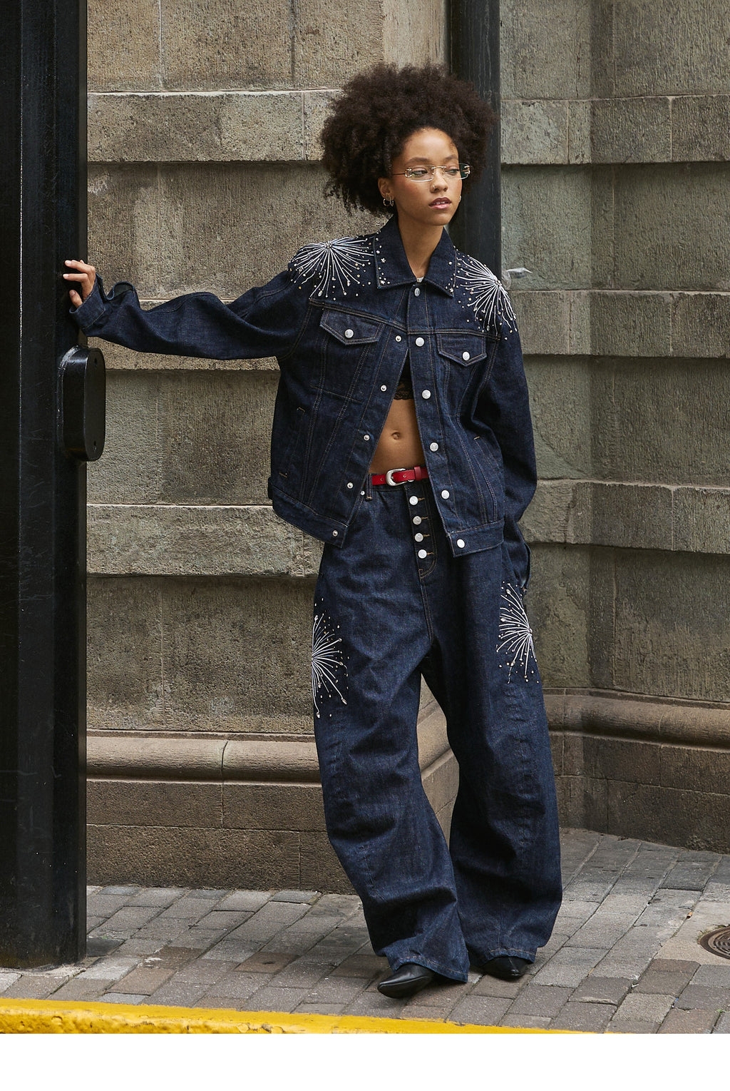 STEEPC Fireworks Rhinestone Denim Jacket