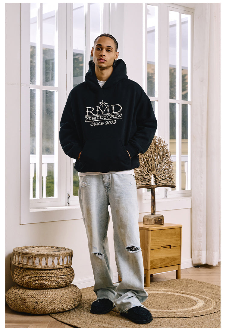 Remedy RMD Pearl Letter Embroidered Hoodie