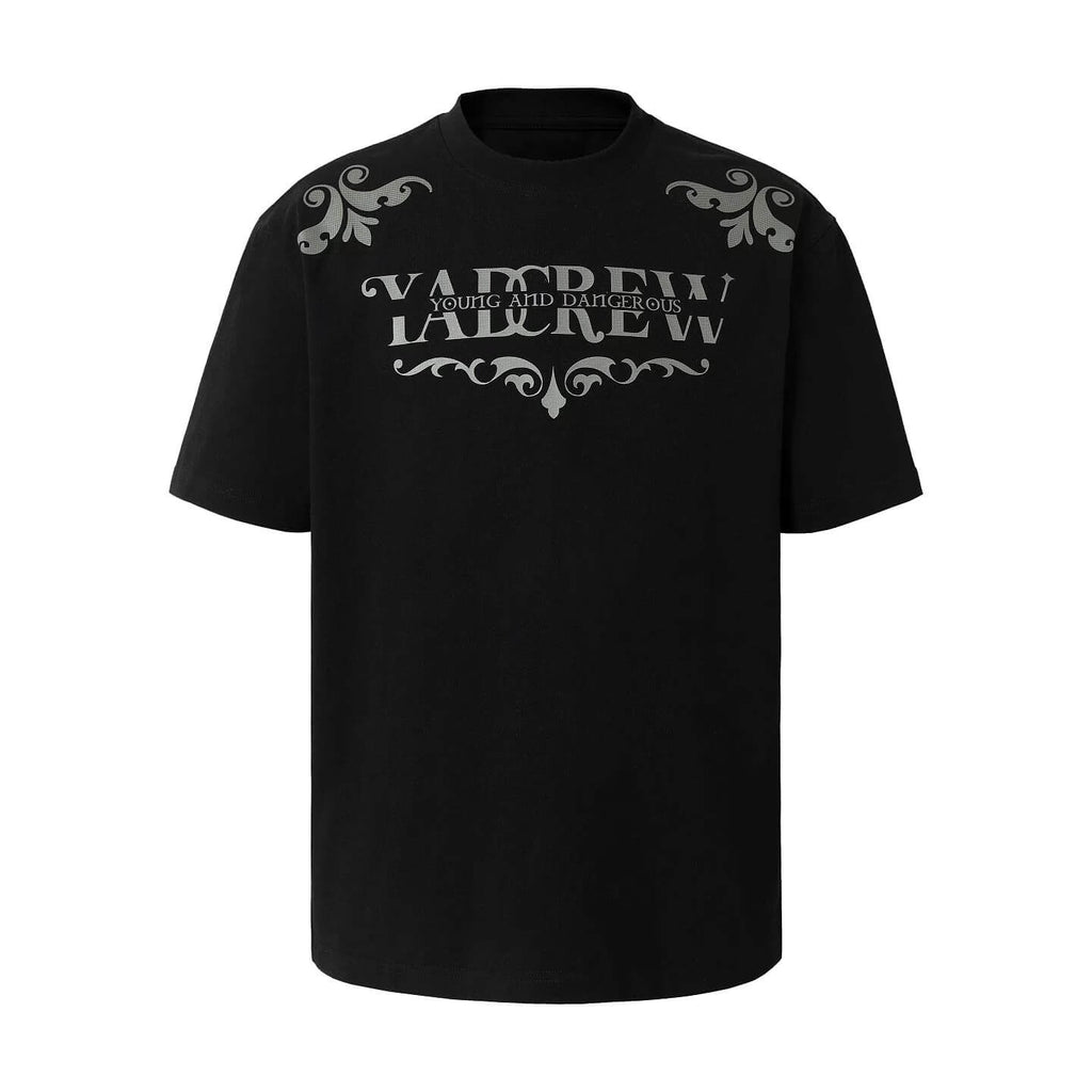 YADcrew Baroque Raised Logo Print Tee
