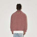 EMPTY REFERENCE Embroidered Diamond Check Pattern Corduroy Jacket