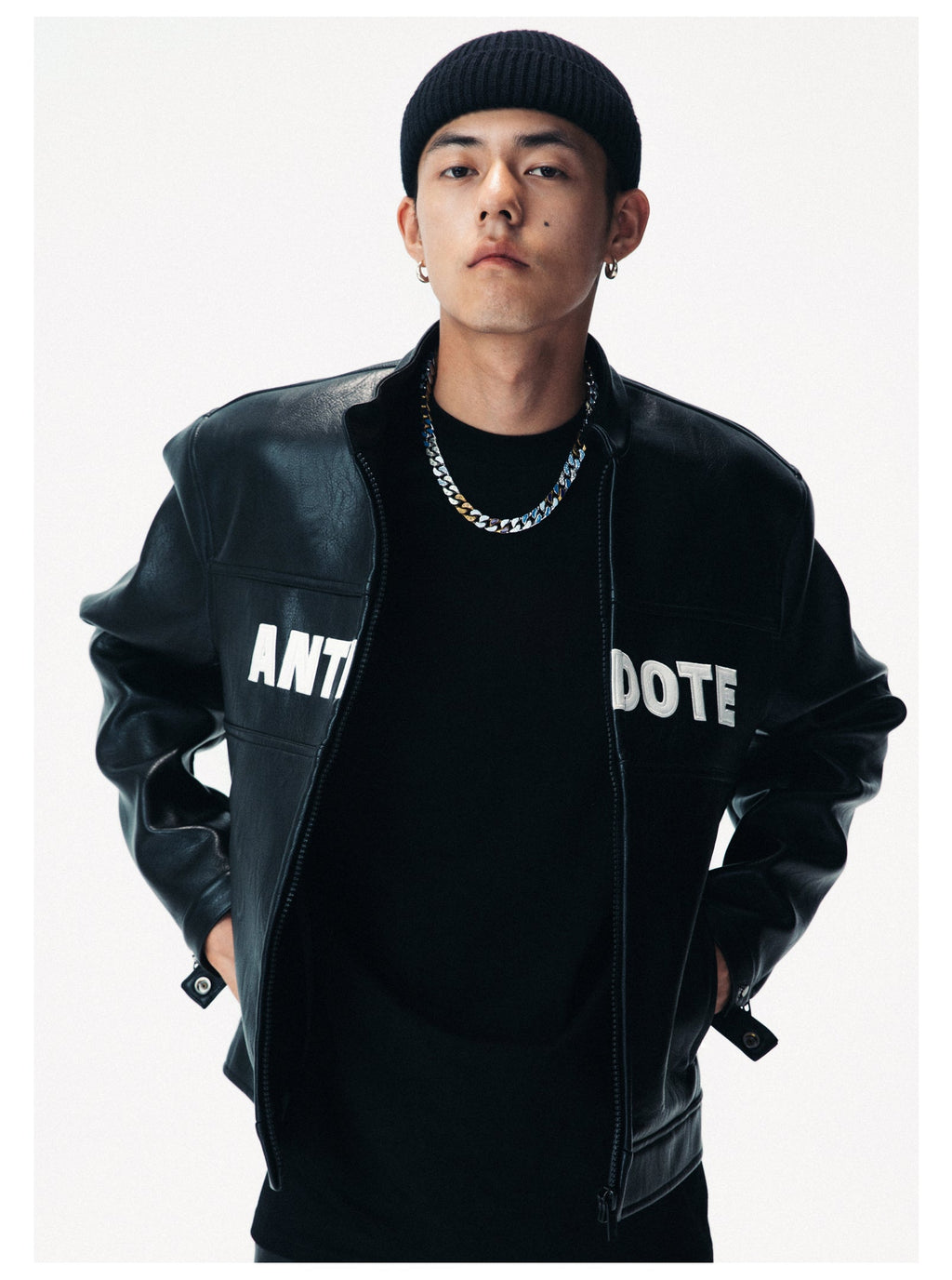 ANTIDOTE LOGO Motorcycle PU Leather Jacket