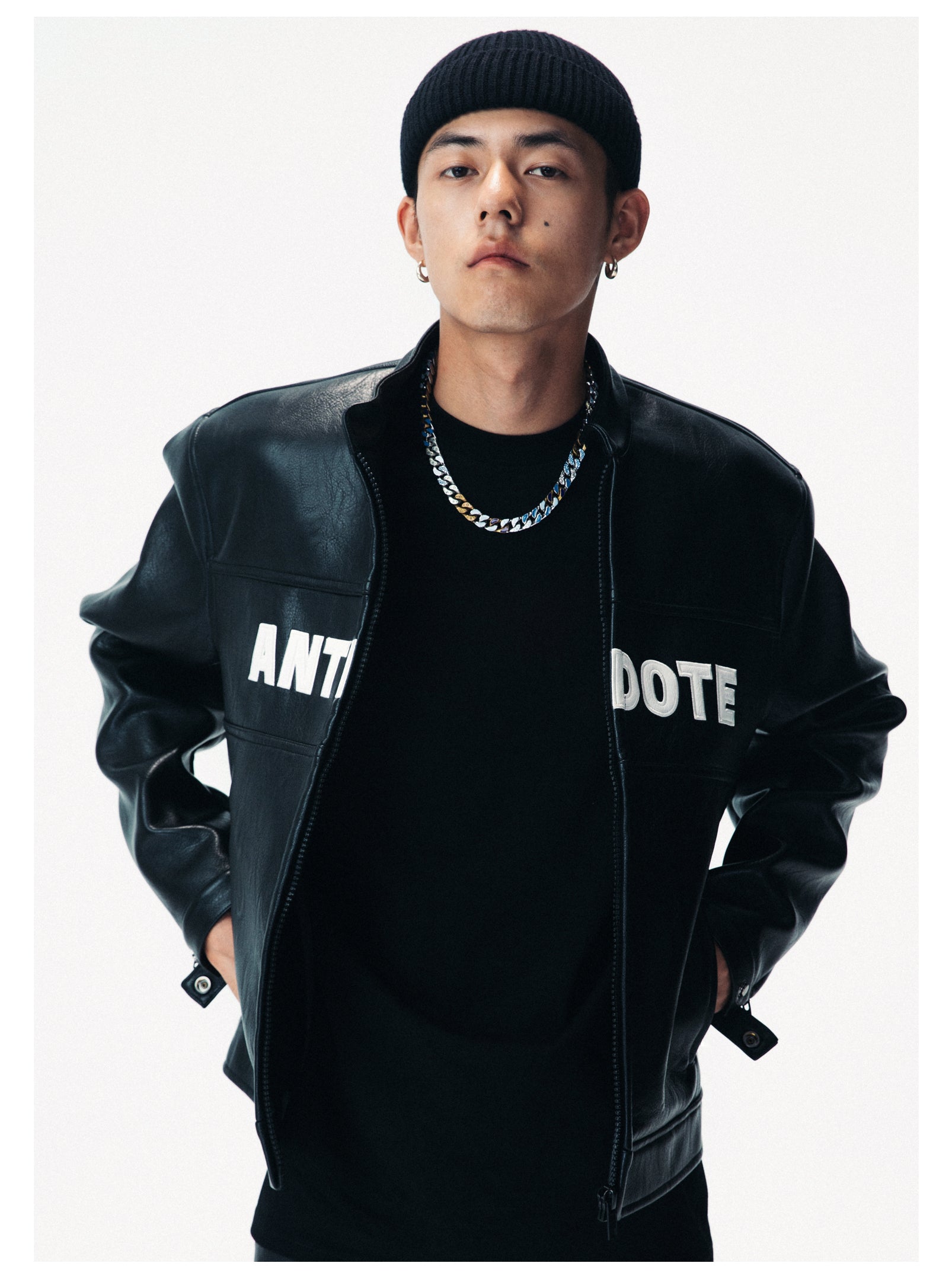 ANTIDOTE LOGO Motorcycle PU Leather Jacket