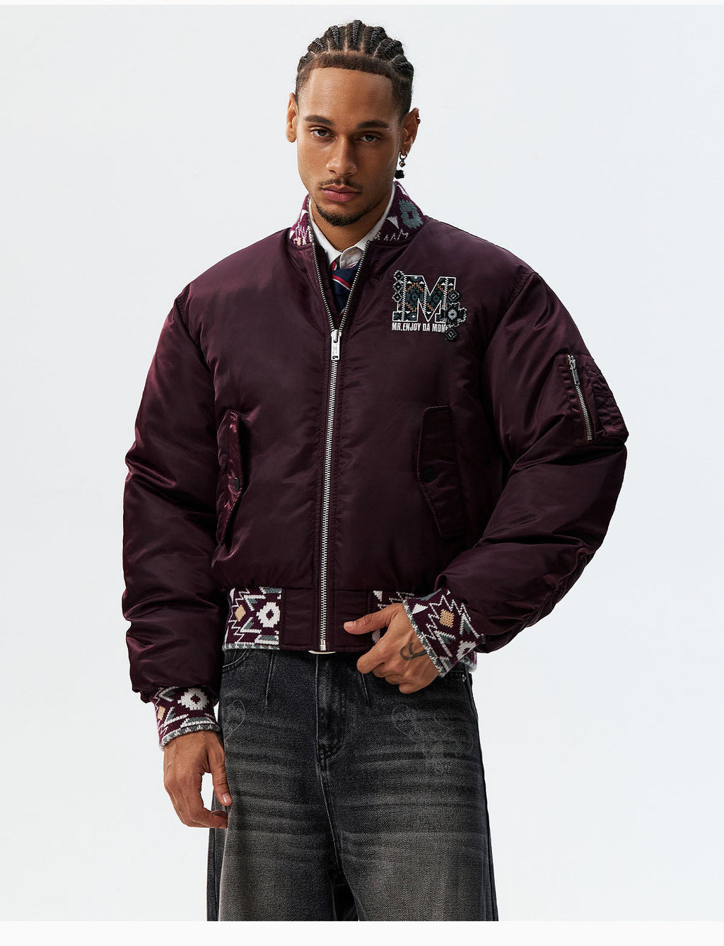 MEDM Ethnic Trim MA-1 Bomber Jacket