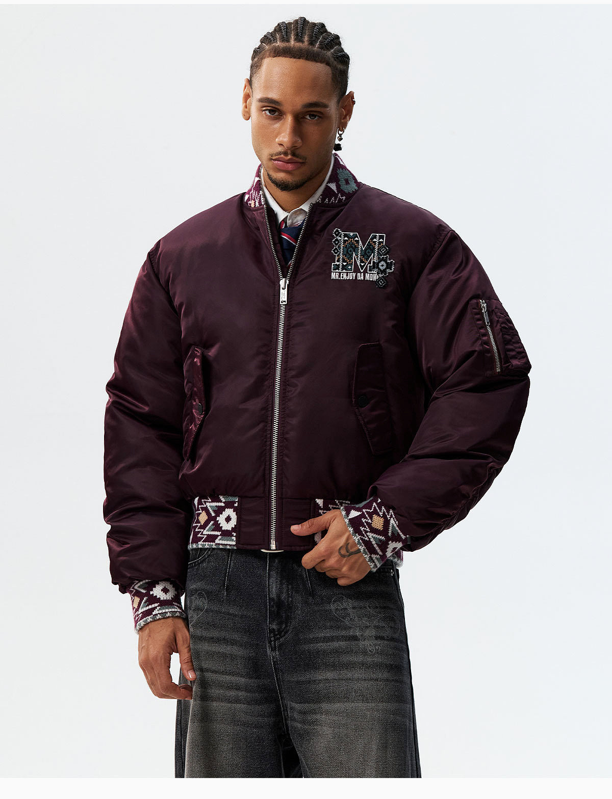 MEDM Ethnic Trim MA-1 Bomber Jacket