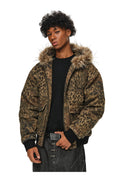 ANTIDOTE Washed Leopard Fur Hooded Work Jacket