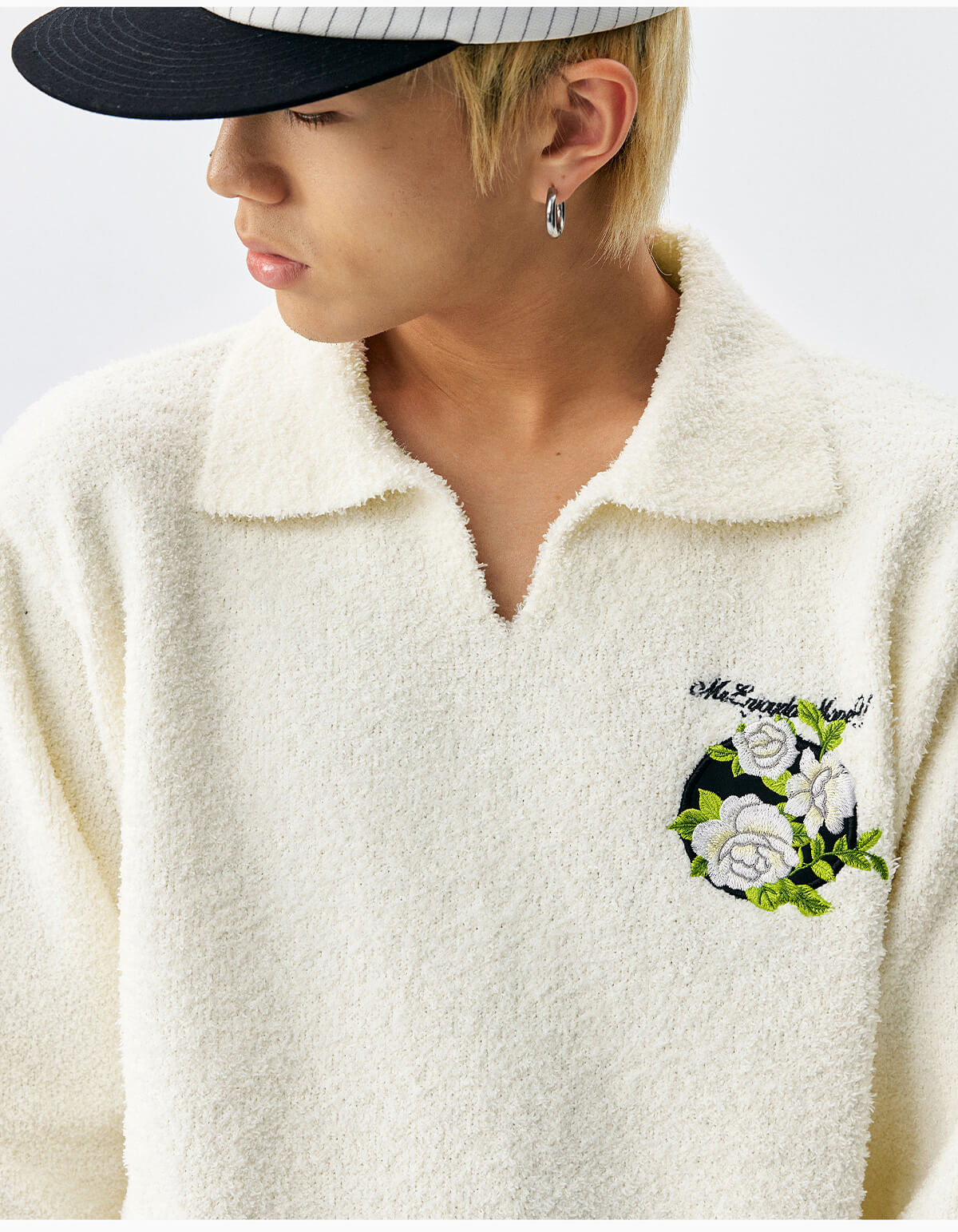 MEDM Coral Fleece Knit Long Sleeve Polo
