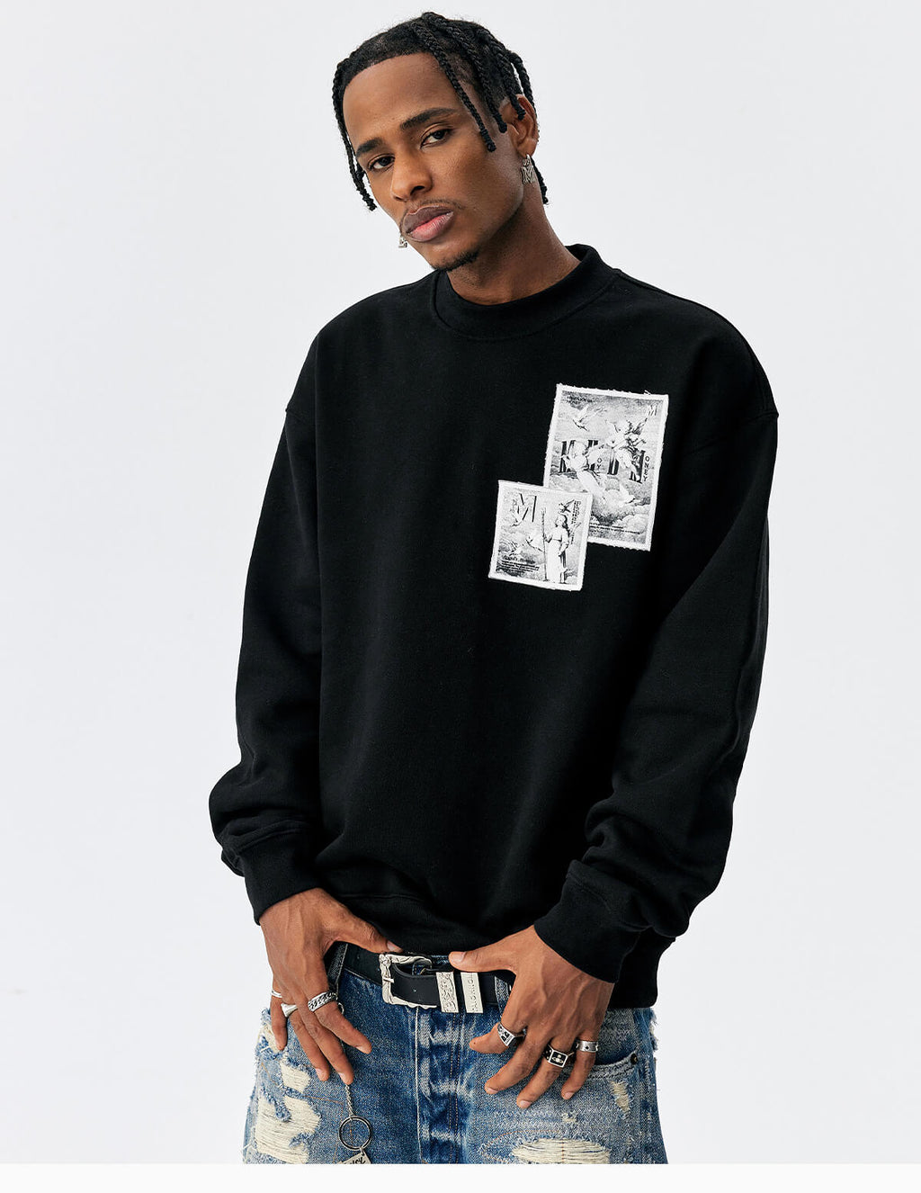 MEDM Angel Print Patch Sweatshirt