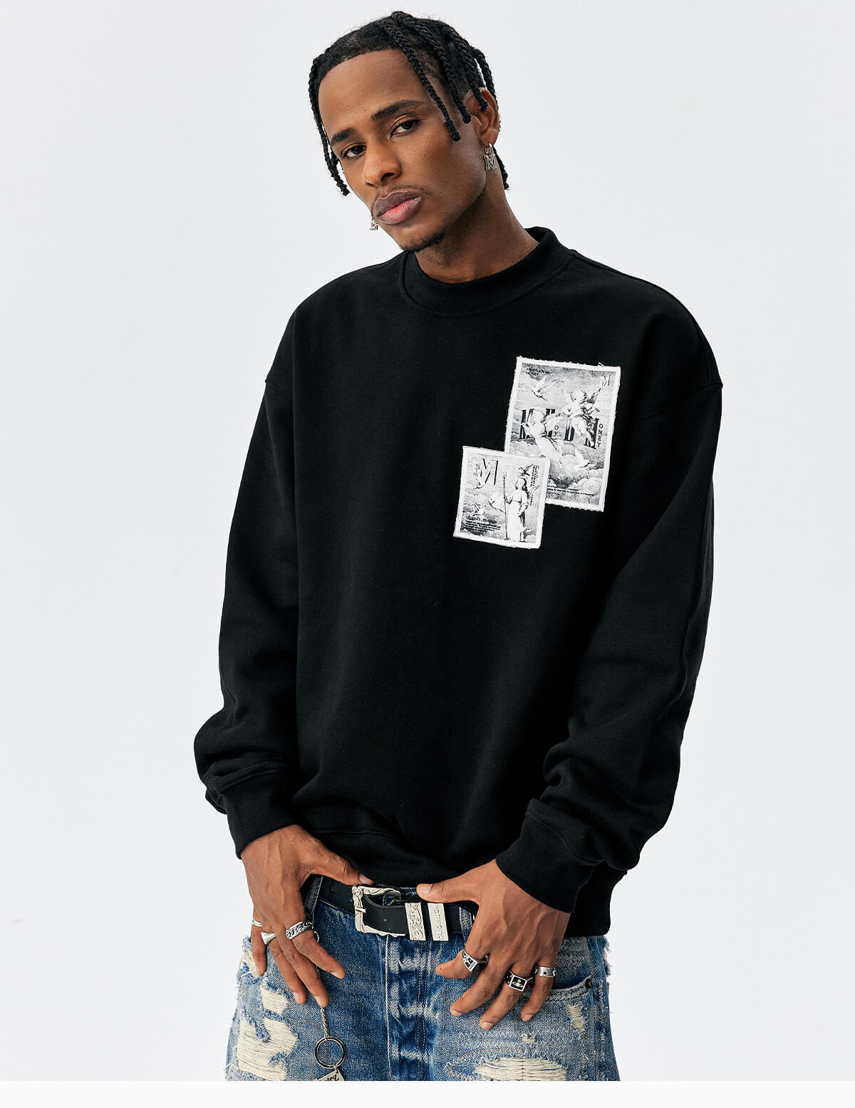 MEDM Angel Print Patch Sweatshirt