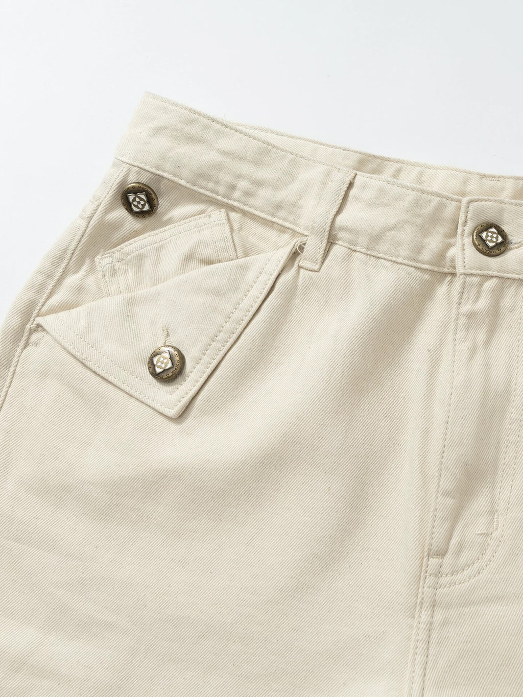 YADcrew Fold Over Button Flap Pocket Washed Jeans