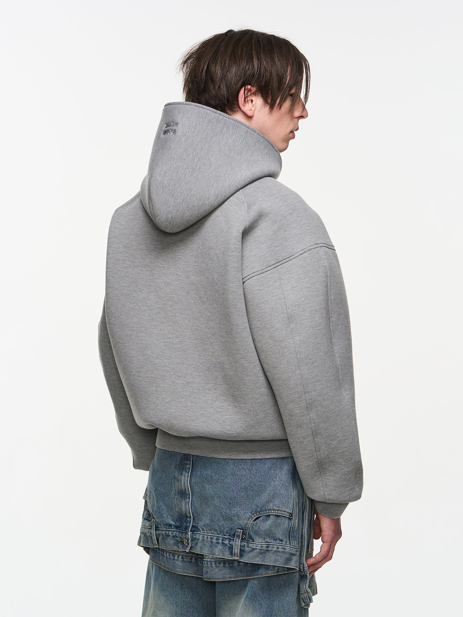 BLIND NO PLAN Embroidered Plunging Sleeve Air Hoodie