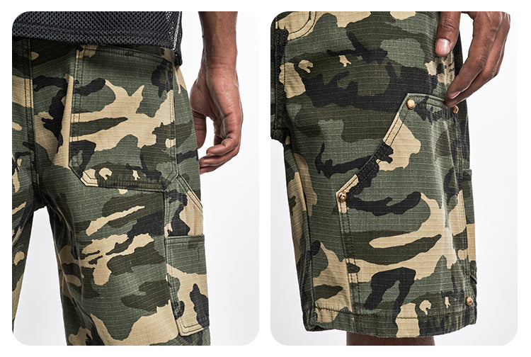 F3F Select Ripstop Double Knee Camouflage Studs Work Shorts