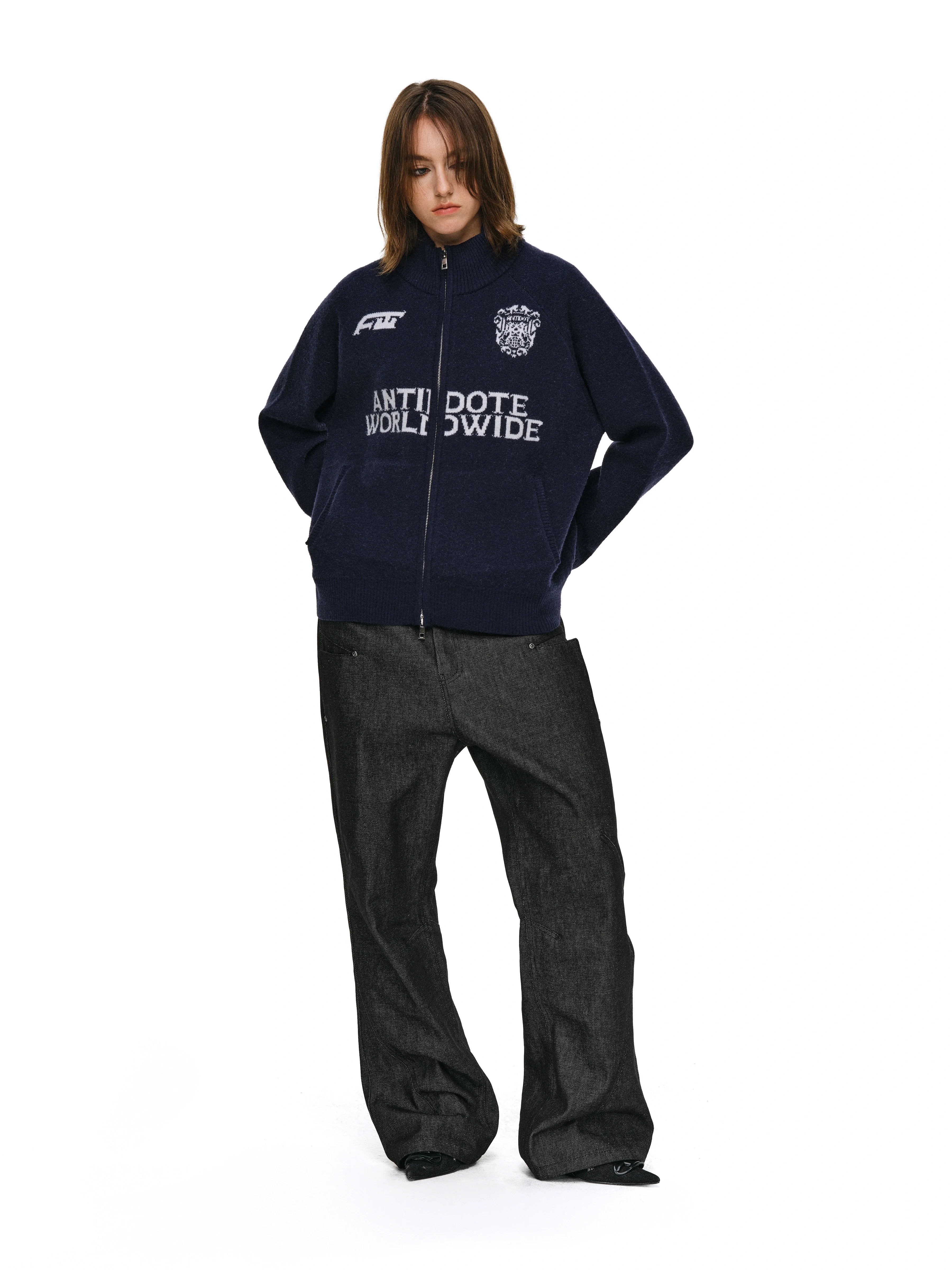 ANTIDOTE Logo Zip Knit Cardigan