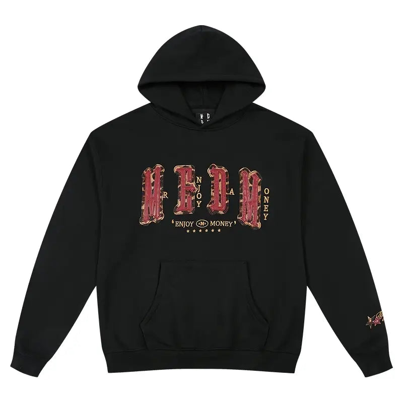 MEDM Animal Leather Logo Patch Hoodie