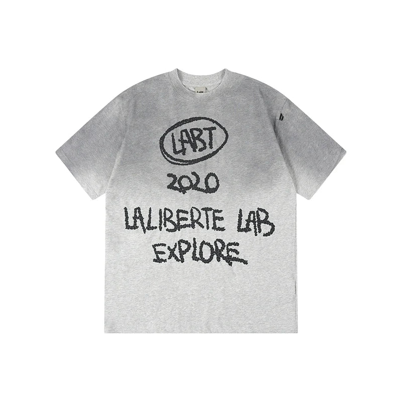Labt Cracked Print Spray Dirty Washed Faded Tee