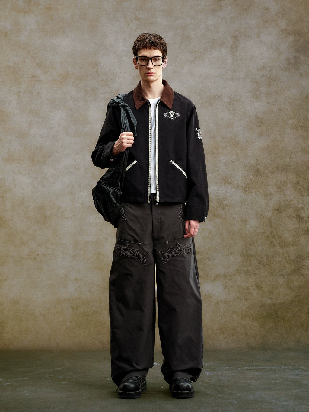 YADcrew Lace Line Embroidered Work Jacket