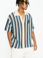 EMPTY REFERENCE Striped Woven Short Sleeve Shirt