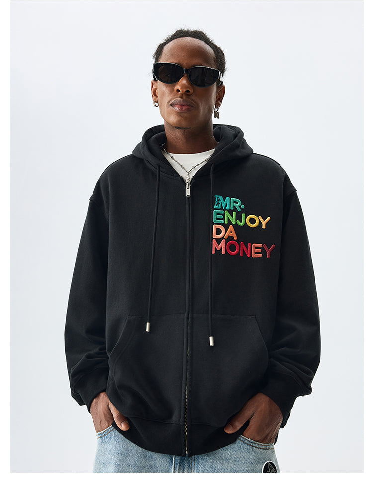 MEDM Rainbow Letter Zip Up Hoodie