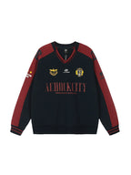 Achock Letter Printed Color Blocked V-Neck Sweatshirt