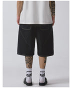 F2CE Plaid Pocket Patchwork Denim Baggy Shorts
