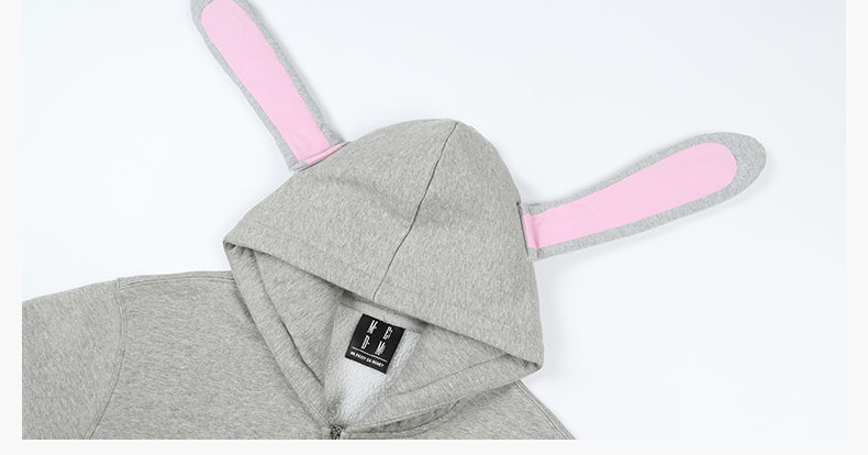 MEDM Bunny Ears Hooded Zip-Up Hoodie