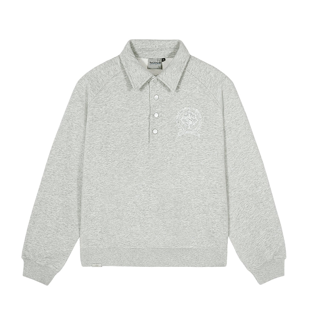 Small Town Kid Badge Embroidered Polo Sweatshirt