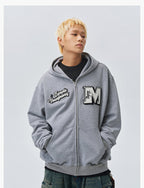 MEDM Towel Applique Embroidery Zip-Up Hoodie