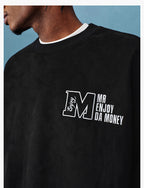 MEDM Logo Label Embroidered Suede Sweatshirt