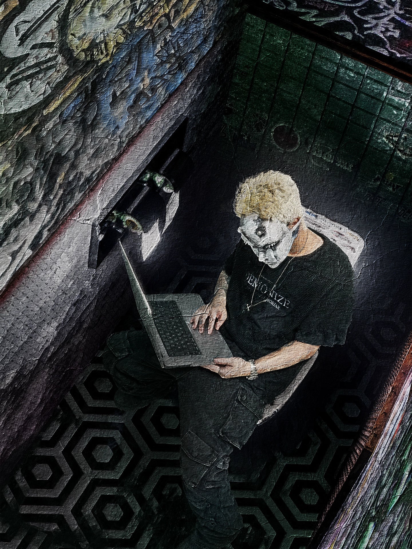 UNDERWATER Ruined Mesh Distressed Layered Tee