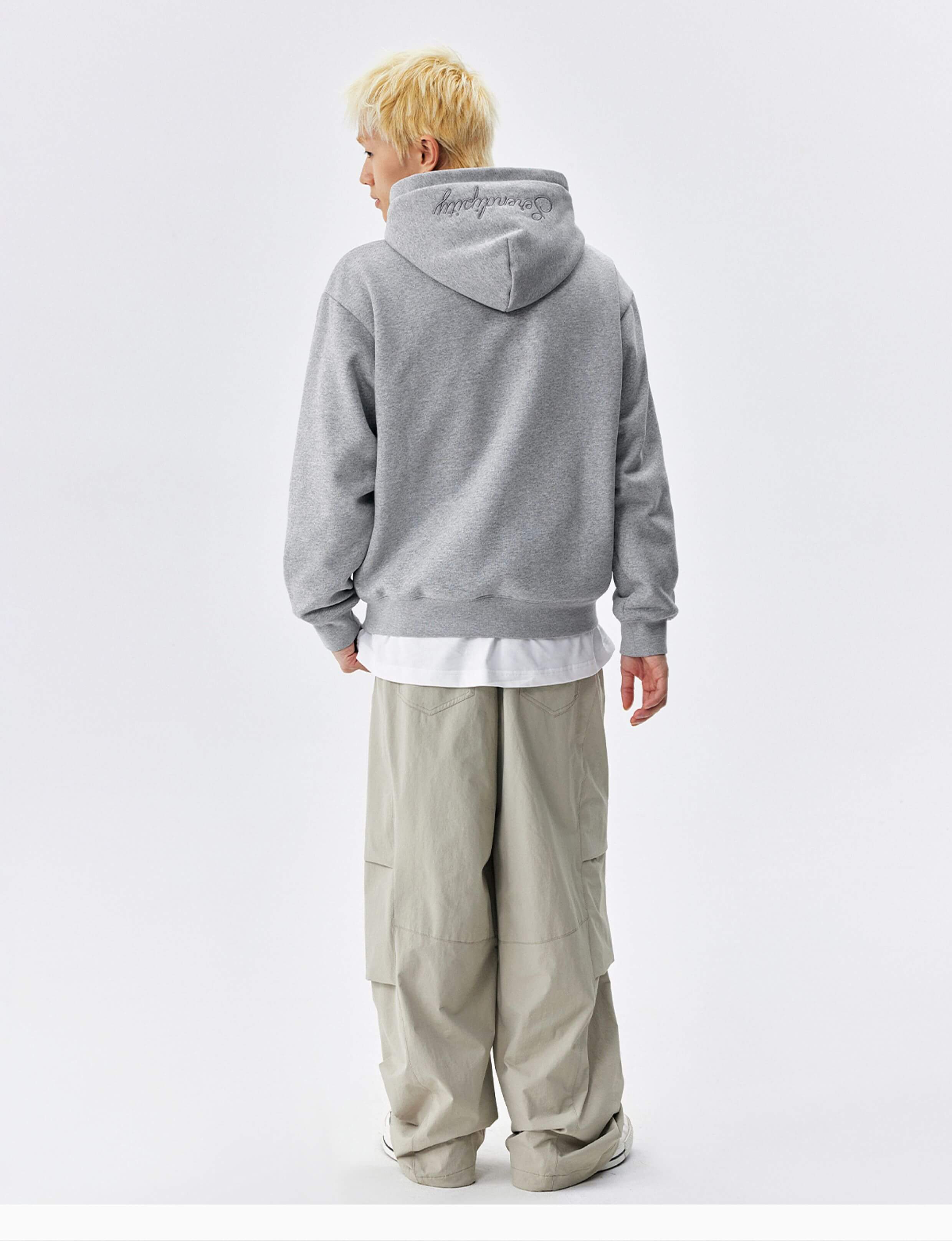 MEDM Basic One Point Embroidered Logo Oversized Hoodie